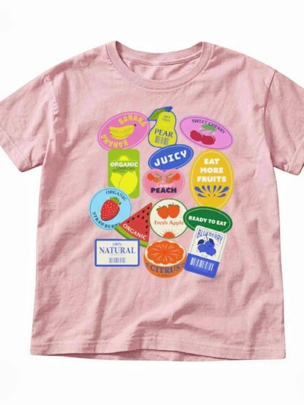 Light Pink Fruit Graphic Short Sleeve Tee